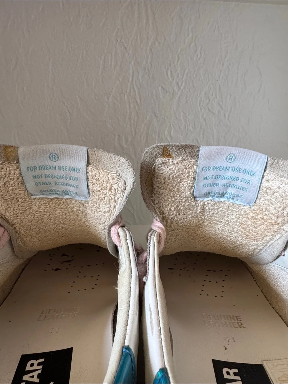 Golden Goose Limited Edition White Sneakers with Pink Laces, Silver Glitter